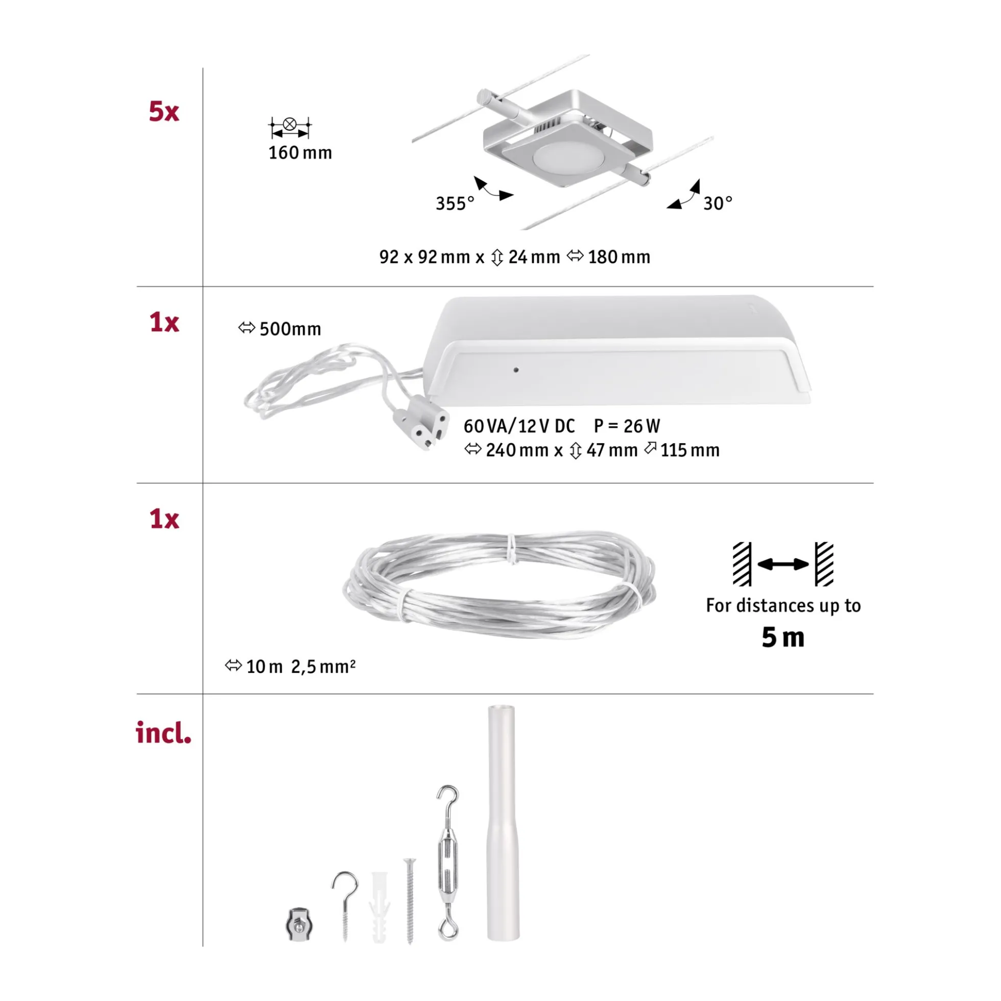 CorDuo LED Seilsystem - MacLED Basisset