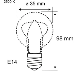 E14 35mm 2500K 4,7W 430lm 230V Gold