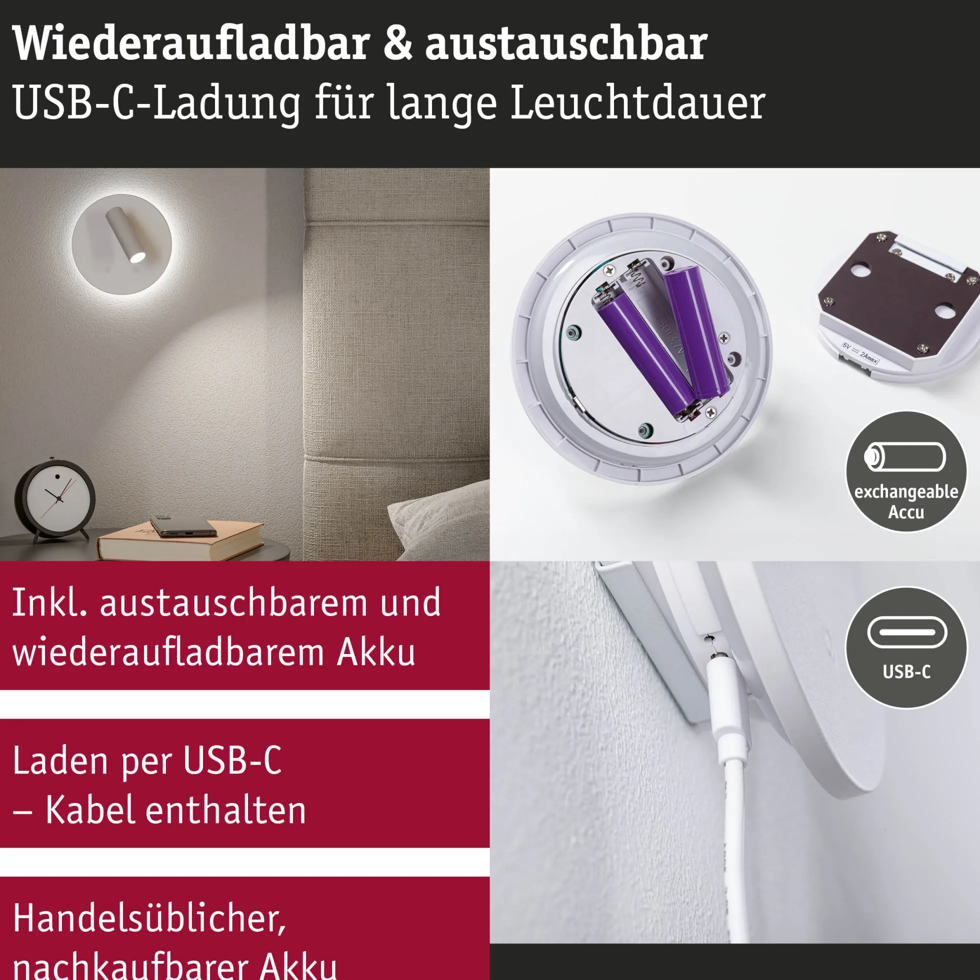LED Akkuwandleuchte - Kiora