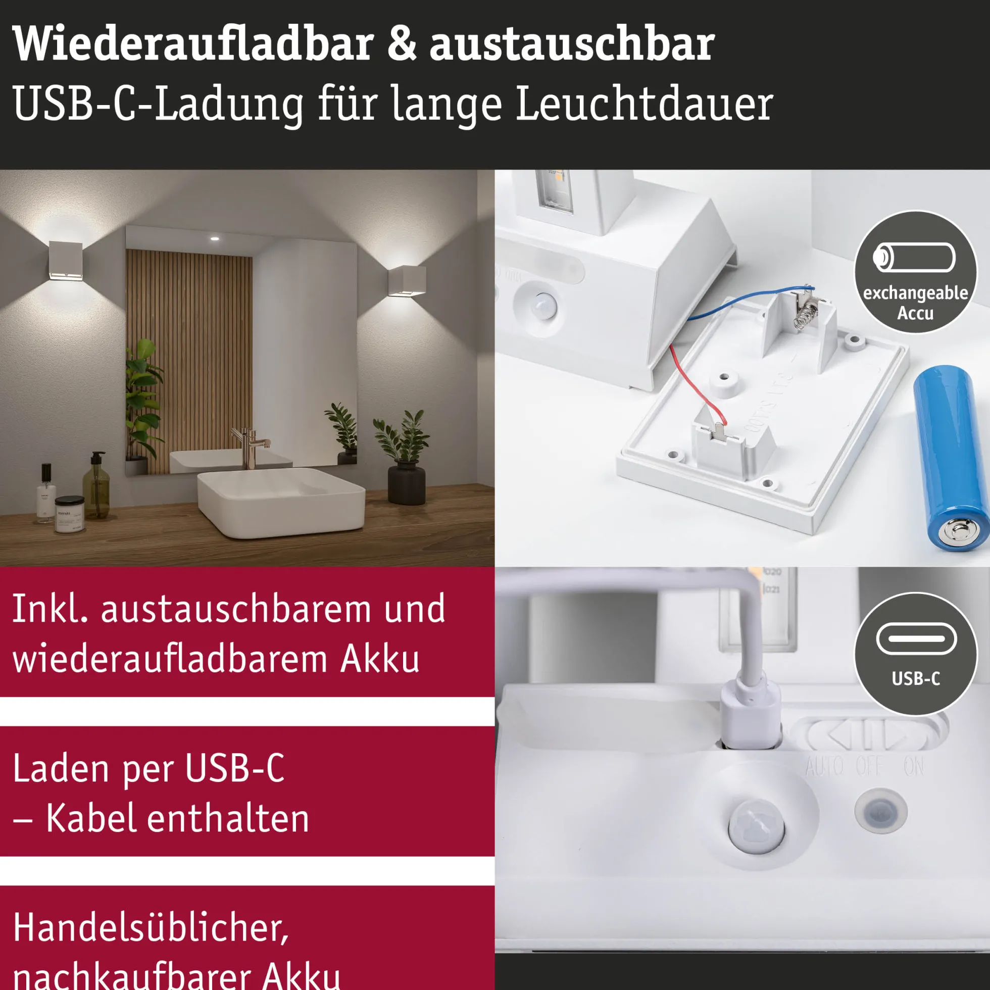 LED Akkuwandleuchte - Nyara