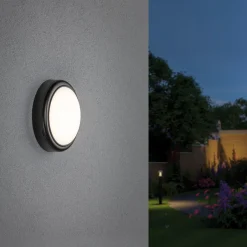LED Außenwandleuchte - LED Außenwandleuchte IP44 180mm 3000K 15W 1050lm 230V Grau Kunststoff