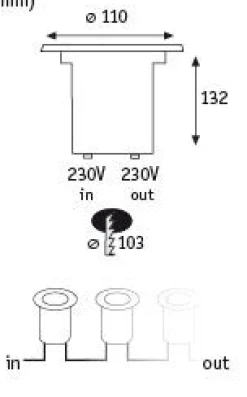 LED Bodeneinbauleuchte - LED Bodeneinbauleuchte IP67 rund 110mm 2700K 1,2W 20lm 230V Edelstahl Metall