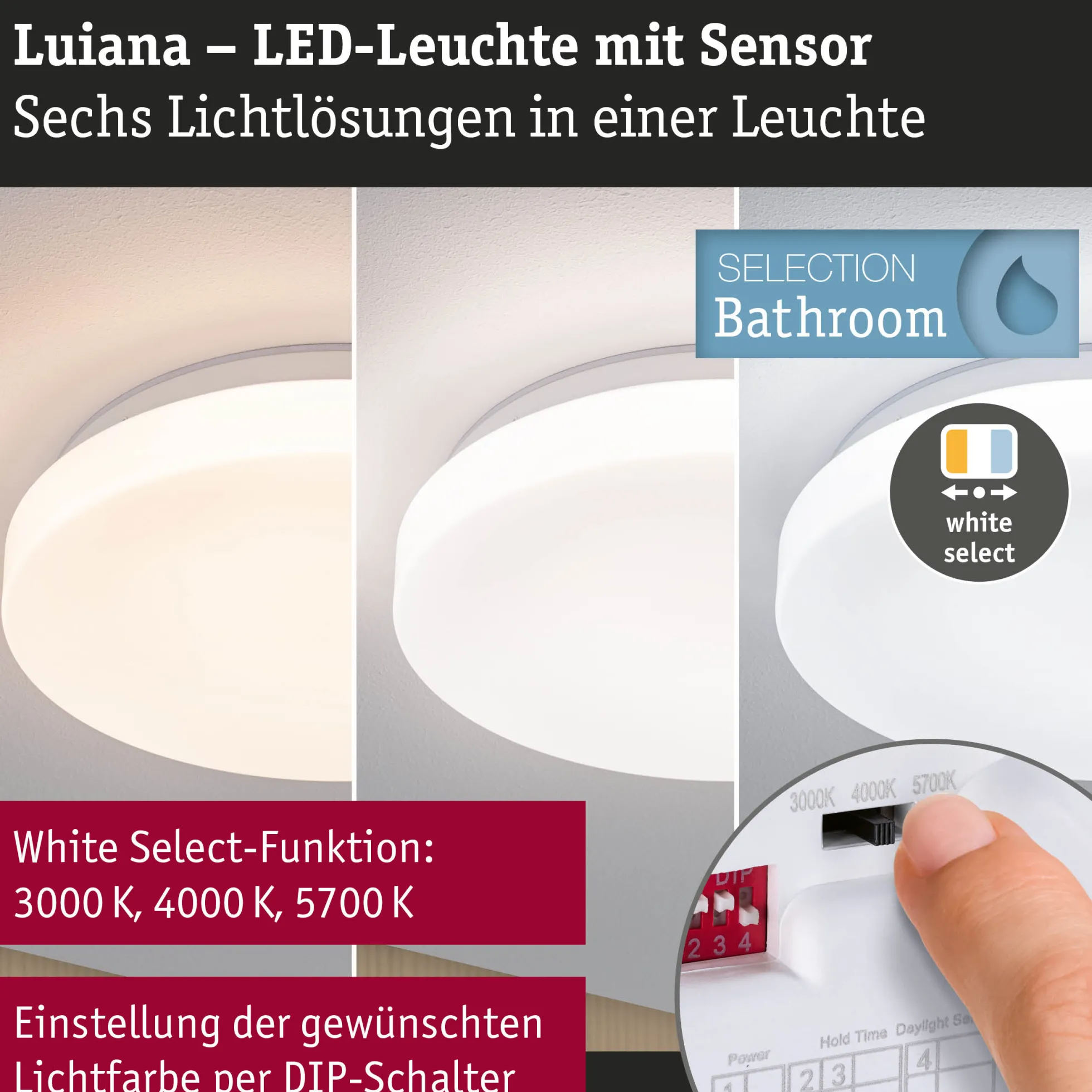 LED Deckenleuchte - Luiana Dämmerungsgesteuerter Bewegungsmelder (HF)