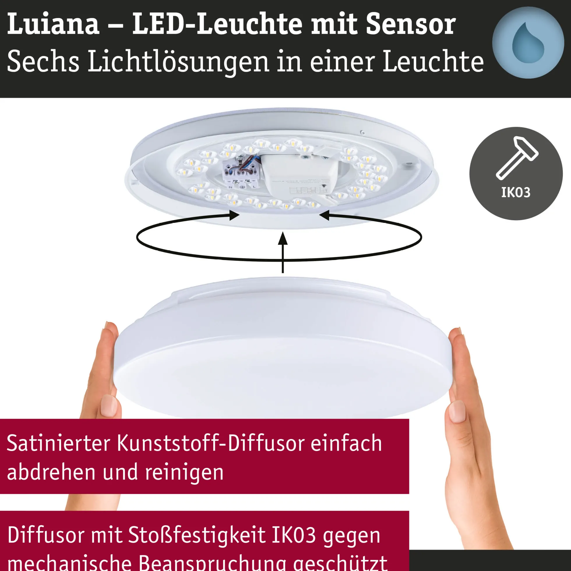 LED Deckenleuchte - Luiana Dämmerungsgesteuerter Bewegungsmelder (HF)
