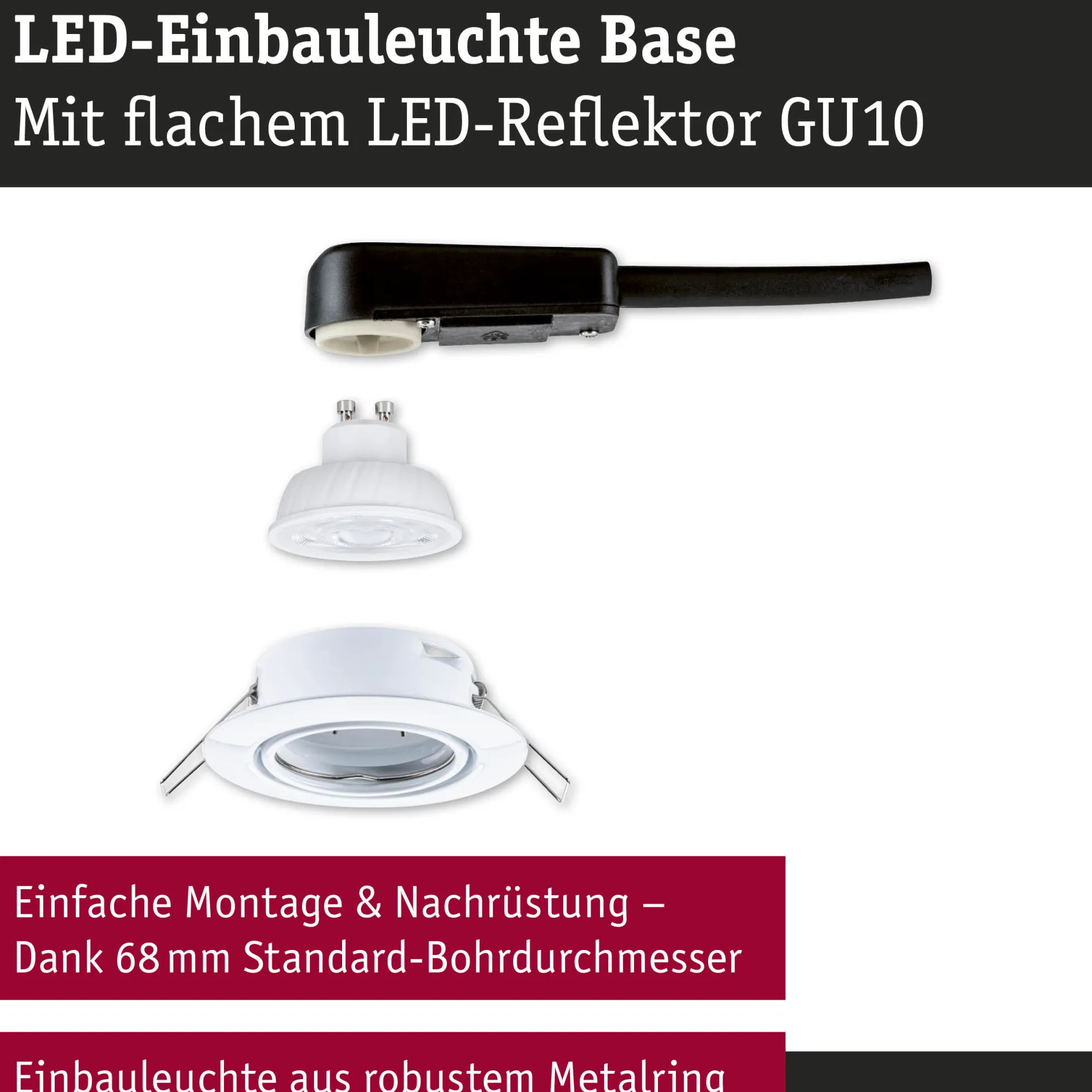 LED Einbauleuchte - Base GU10 Flat schwenkbar