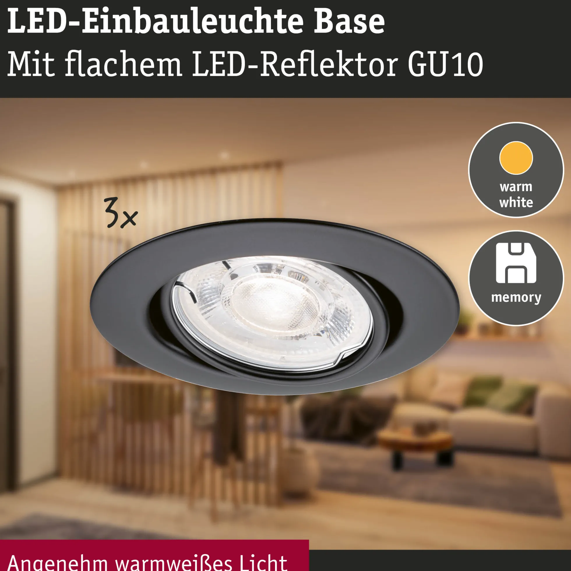 LED Einbauleuchte - Base GU10 Flat schwenkbar