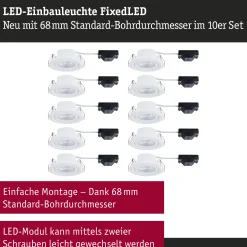 LED Einbauleuchte - FixedLED 10er-Set schwenkbar