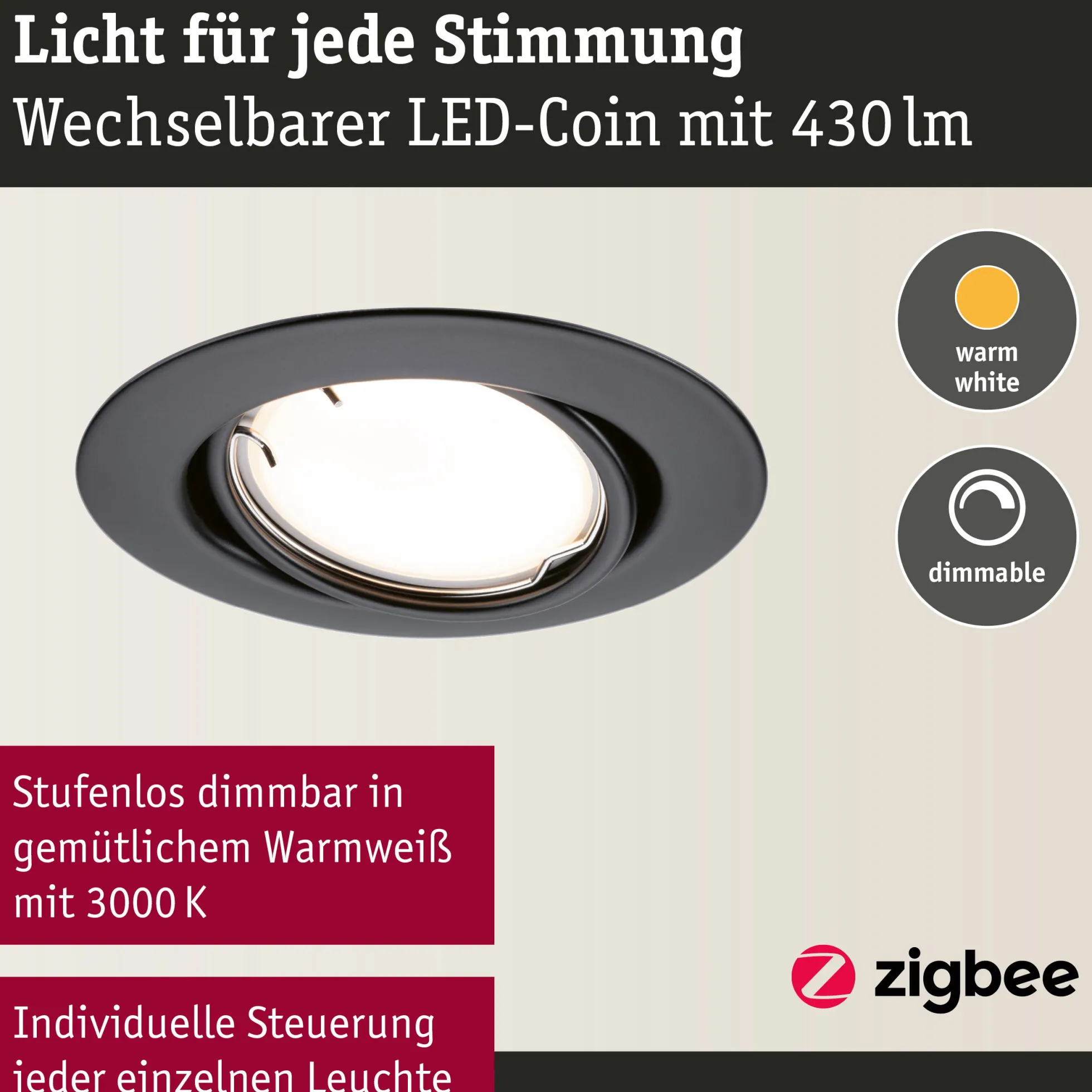 LED Einbauleuchte Smart Home Zigbee 3.0 - Base Basisset schwenkbar