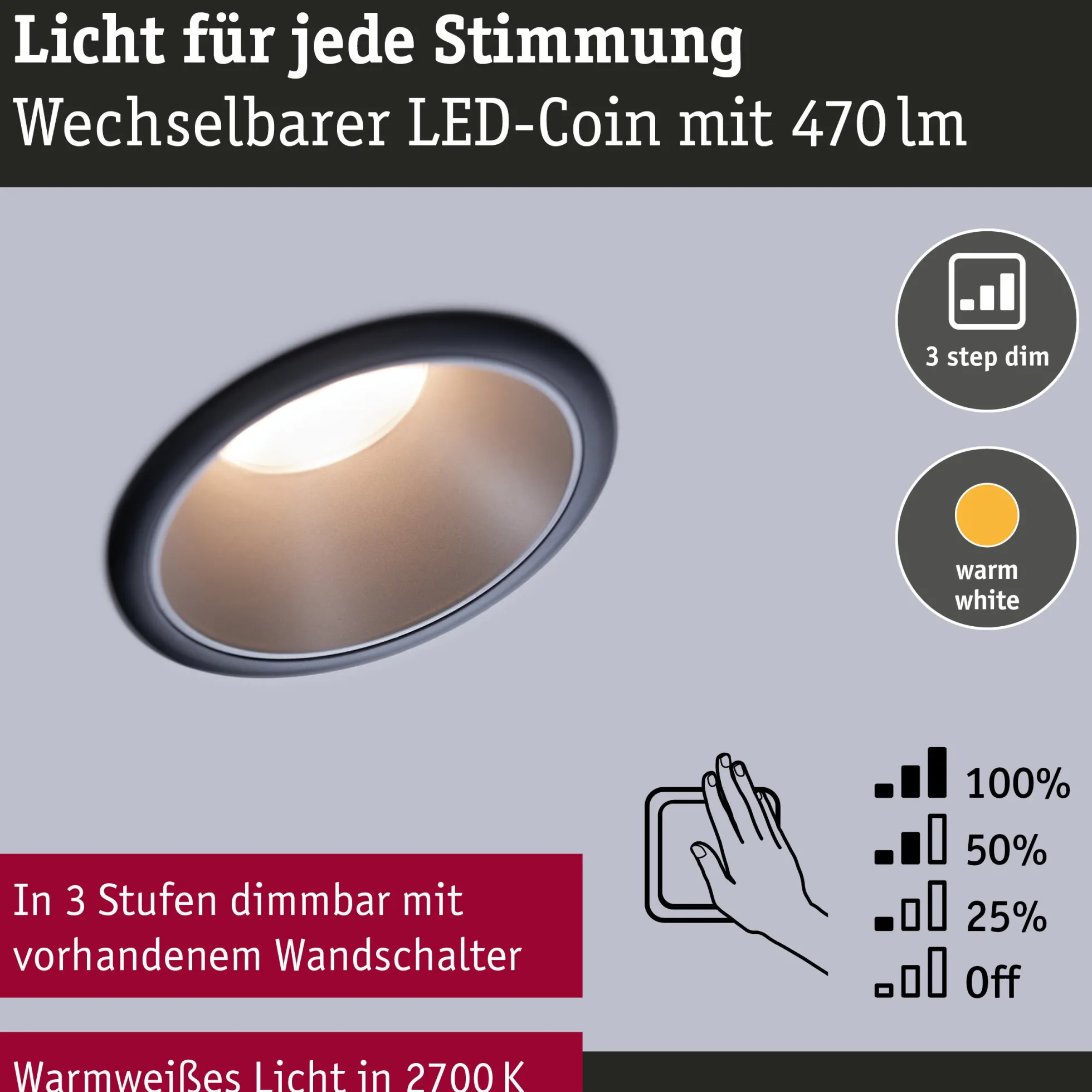 LED Einbauleuchte 3-Step-Dim - Cole 1er-Set