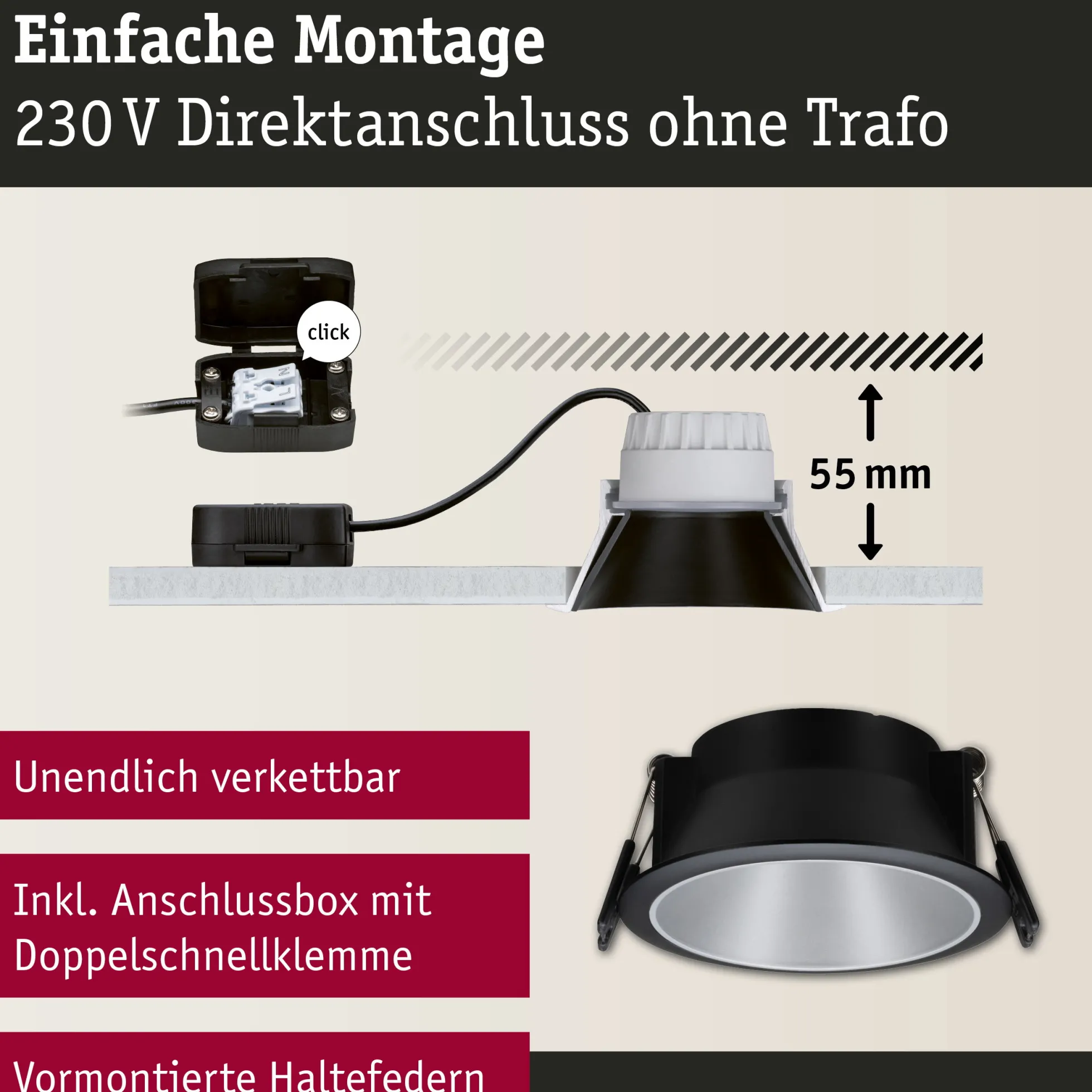 LED Einbauleuchte 3-Step-Dim - Cole 1er-Set