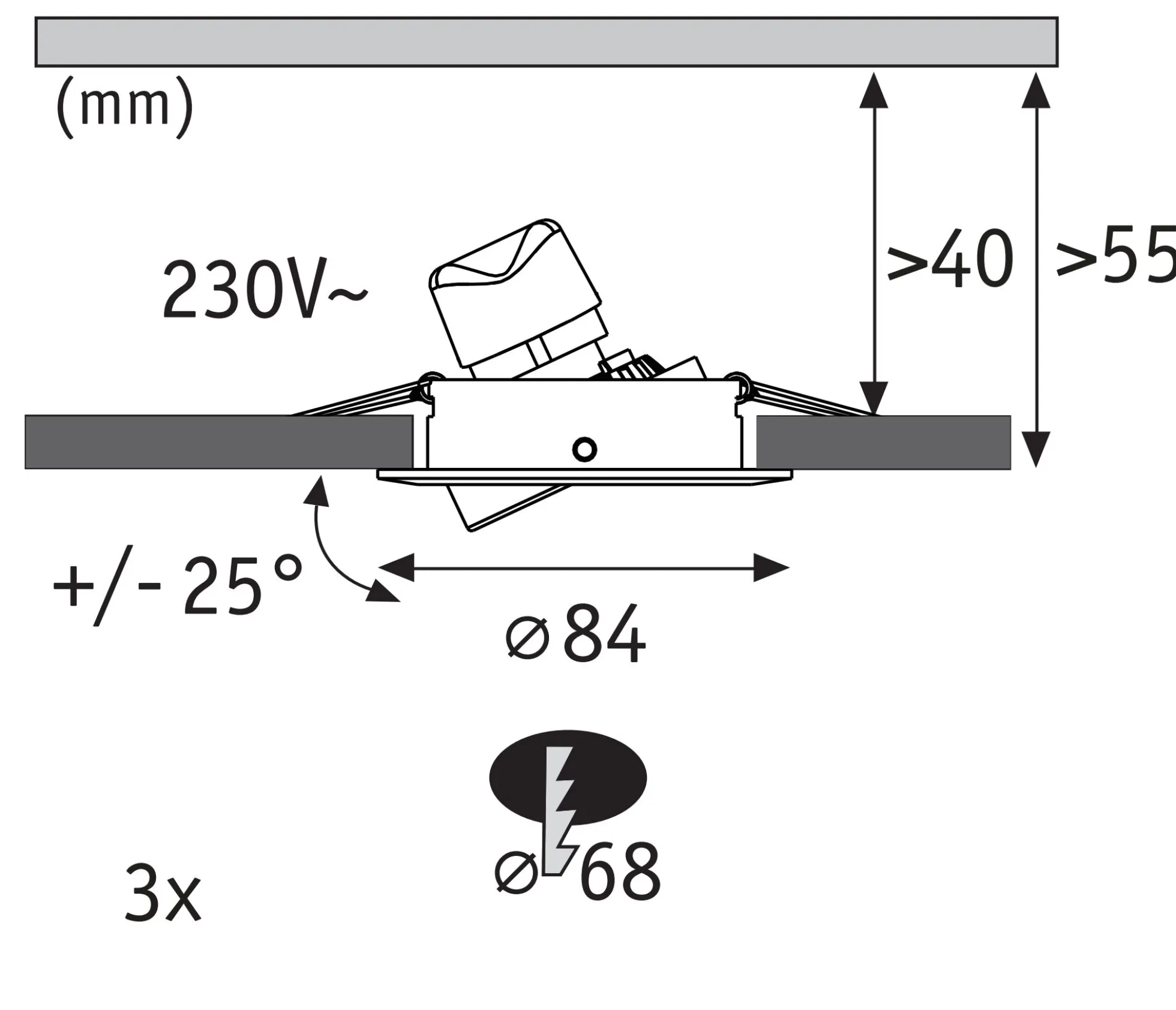 LED Einbauleuchte 3-Step-Dim - Nova GU10 Flat schwenkbar