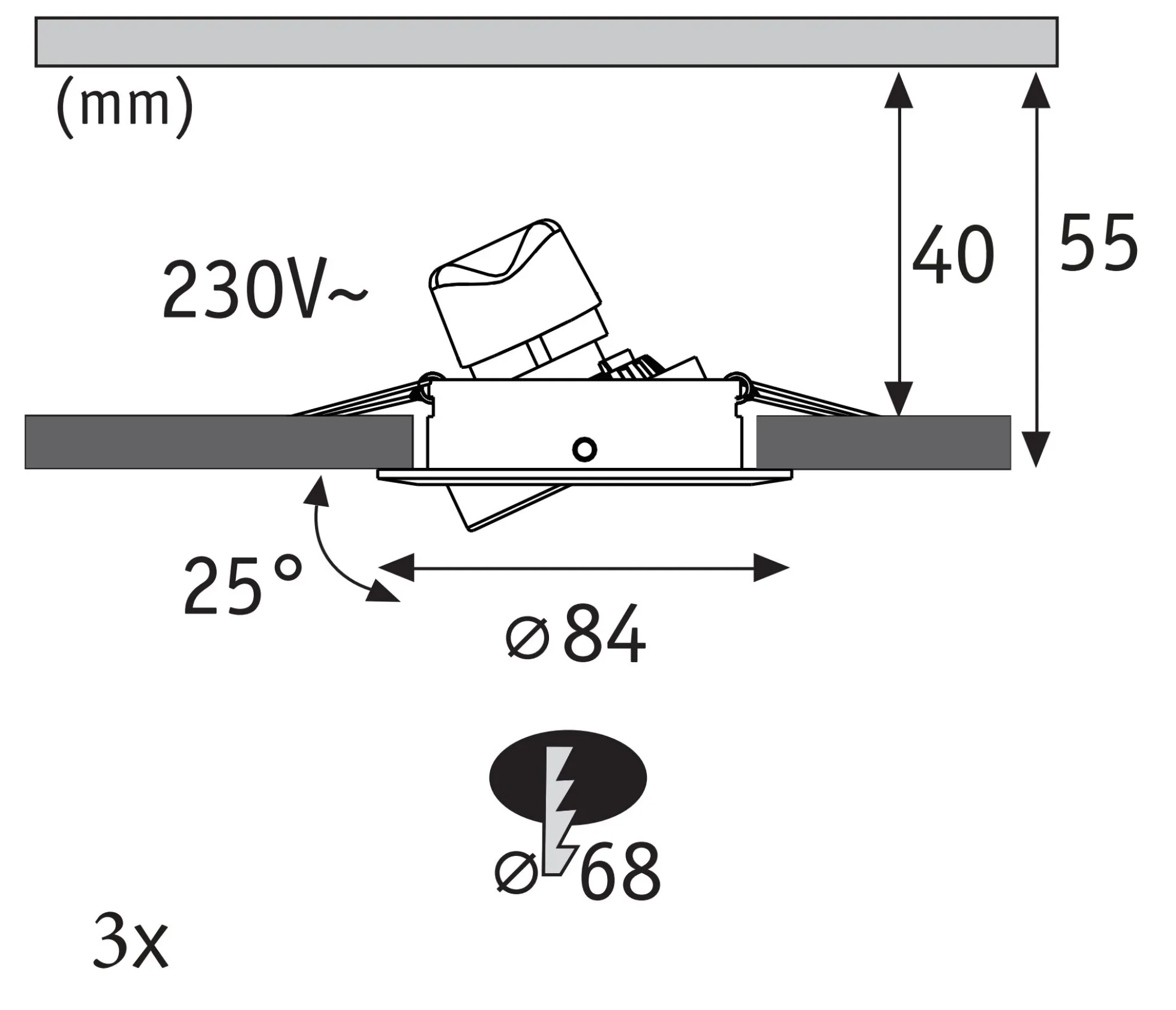 LED Einbauleuchte 3-Step-Dim - Nova GU10 Flat schwenkbar