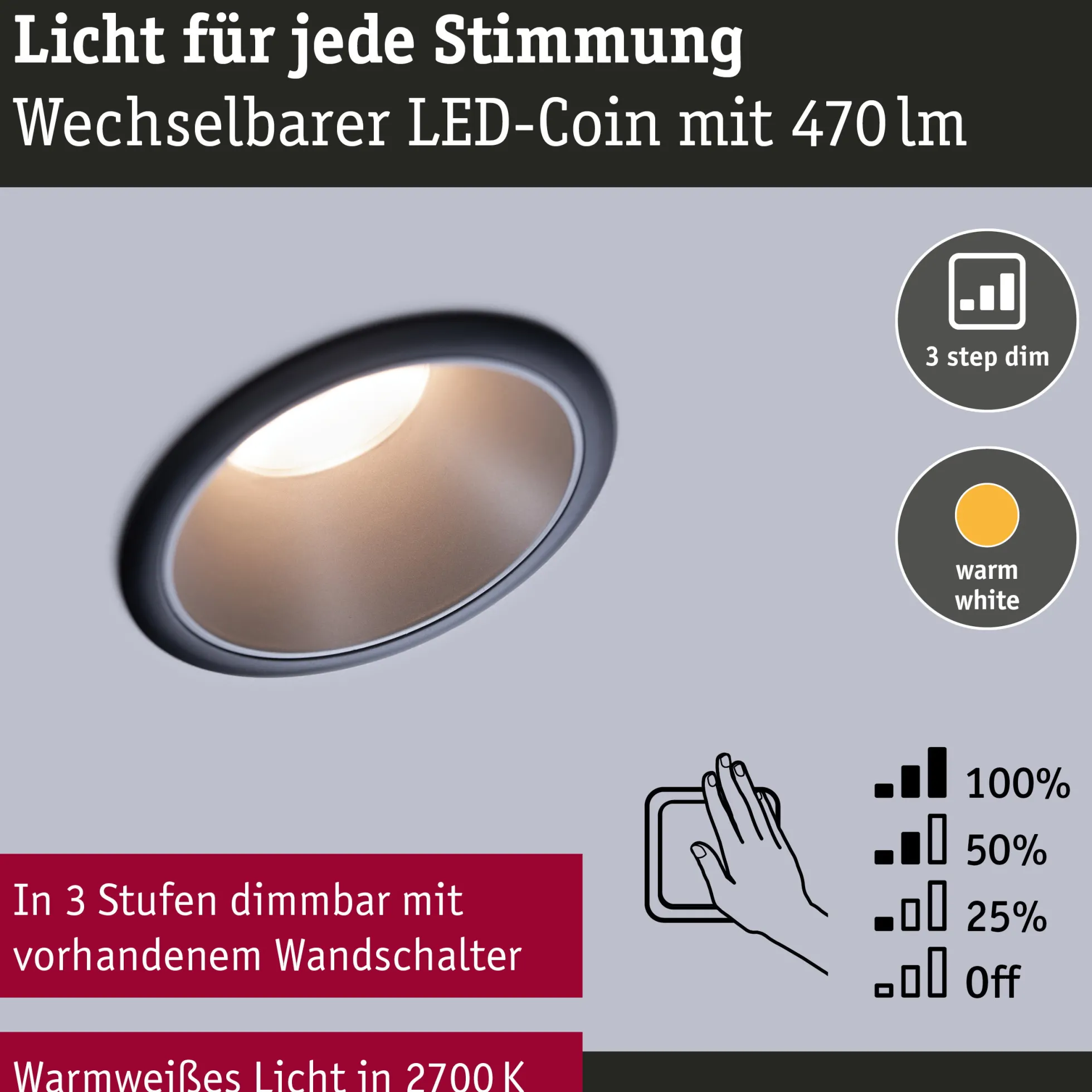 LED Einbauleuchte 3-Step-Dim - Cole 3er-Set