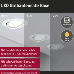 LED Einbauleuchte 3-Step-Dim - Base Basisset schwenkbar