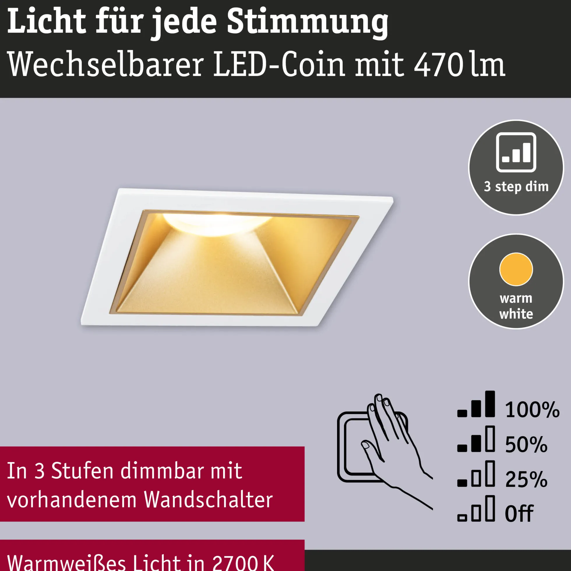 LED Einbauleuchte 3-Step-Dim - Cole 1er-Set