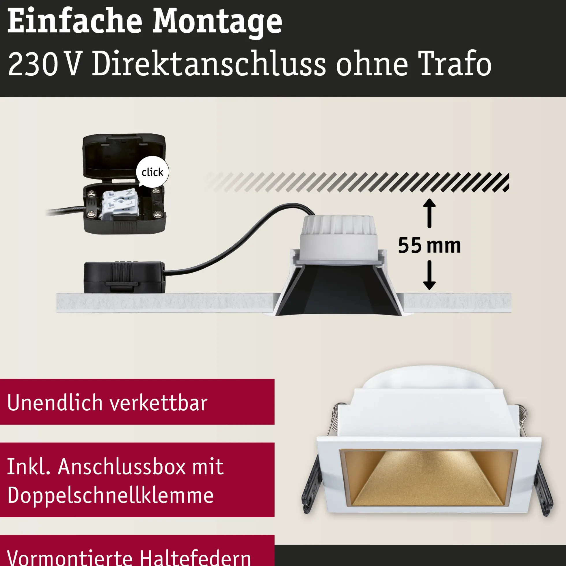LED Einbauleuchte 3-Step-Dim - Cole 1er-Set