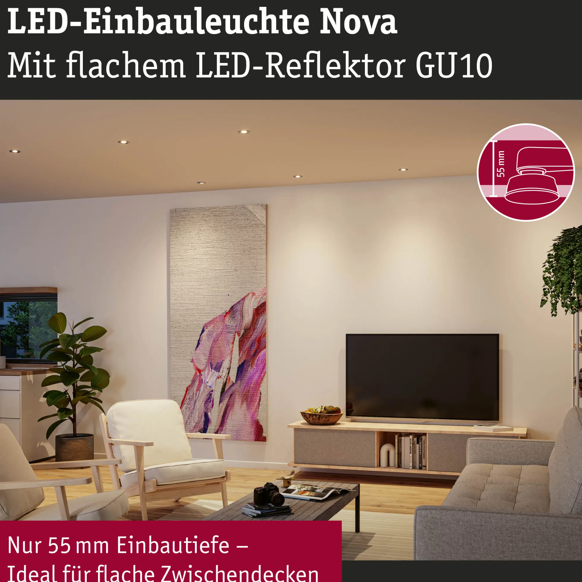 LED Einbauleuchte 3-Step-Dim - Nova GU10 Flat schwenkbar