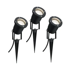 LED Gartenstrahler - LED Gartenstrahler IP65 rund 92mm 3000K 3x3,5W 3x230lm 230V 38° Schwarz Aluminium