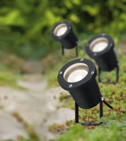LED Gartenstrahler - LED Gartenstrahler IP65 rund 92mm 3000K 3x3,5W 3x230lm 230V 38° Schwarz Aluminium