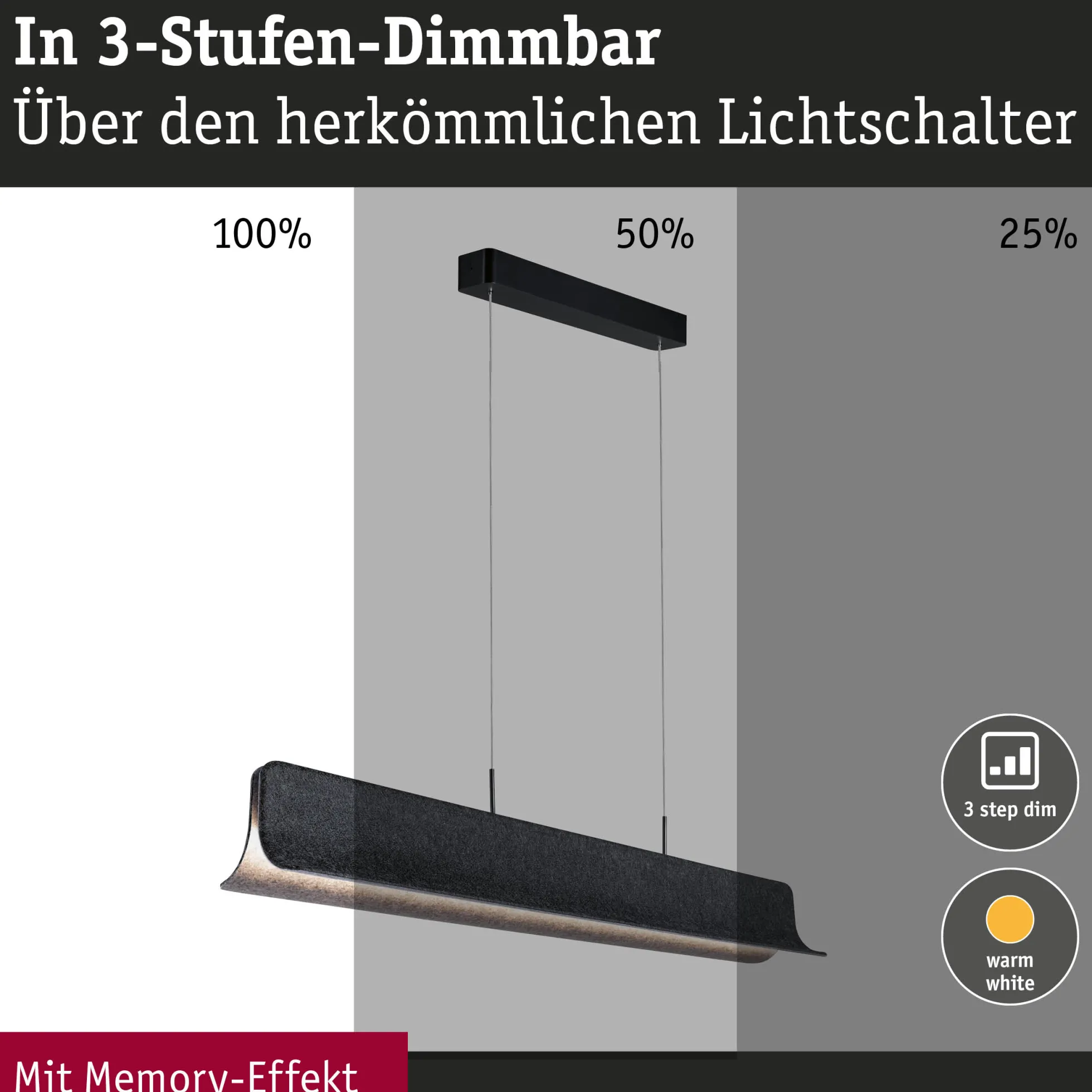 LED Pendelleuchte 3-Step-Dim - Noyan