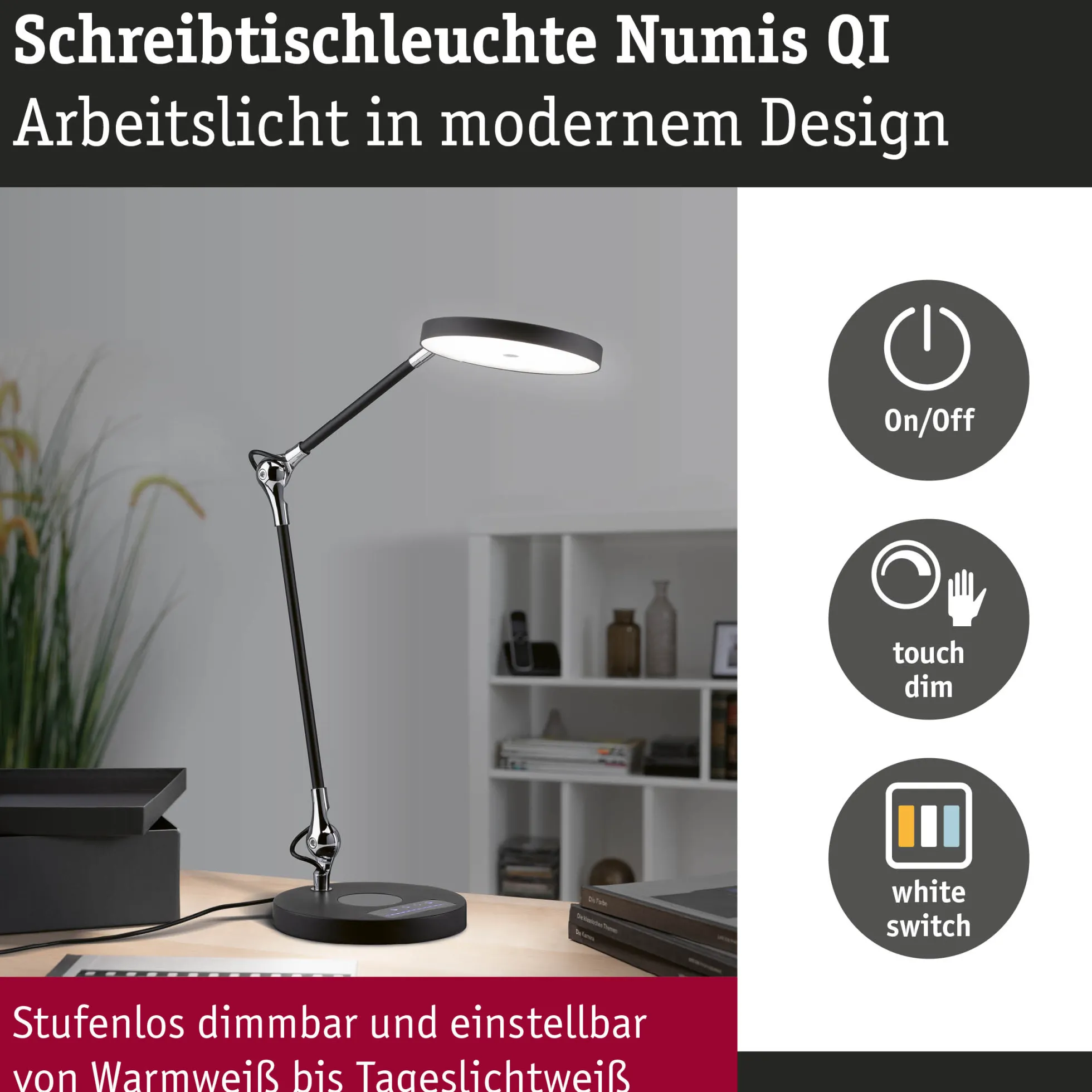 LED Schreibtischleuchte - Numis QI