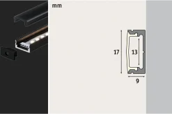 LED Strip Profil - Base Schwarzer Diffusor 1m