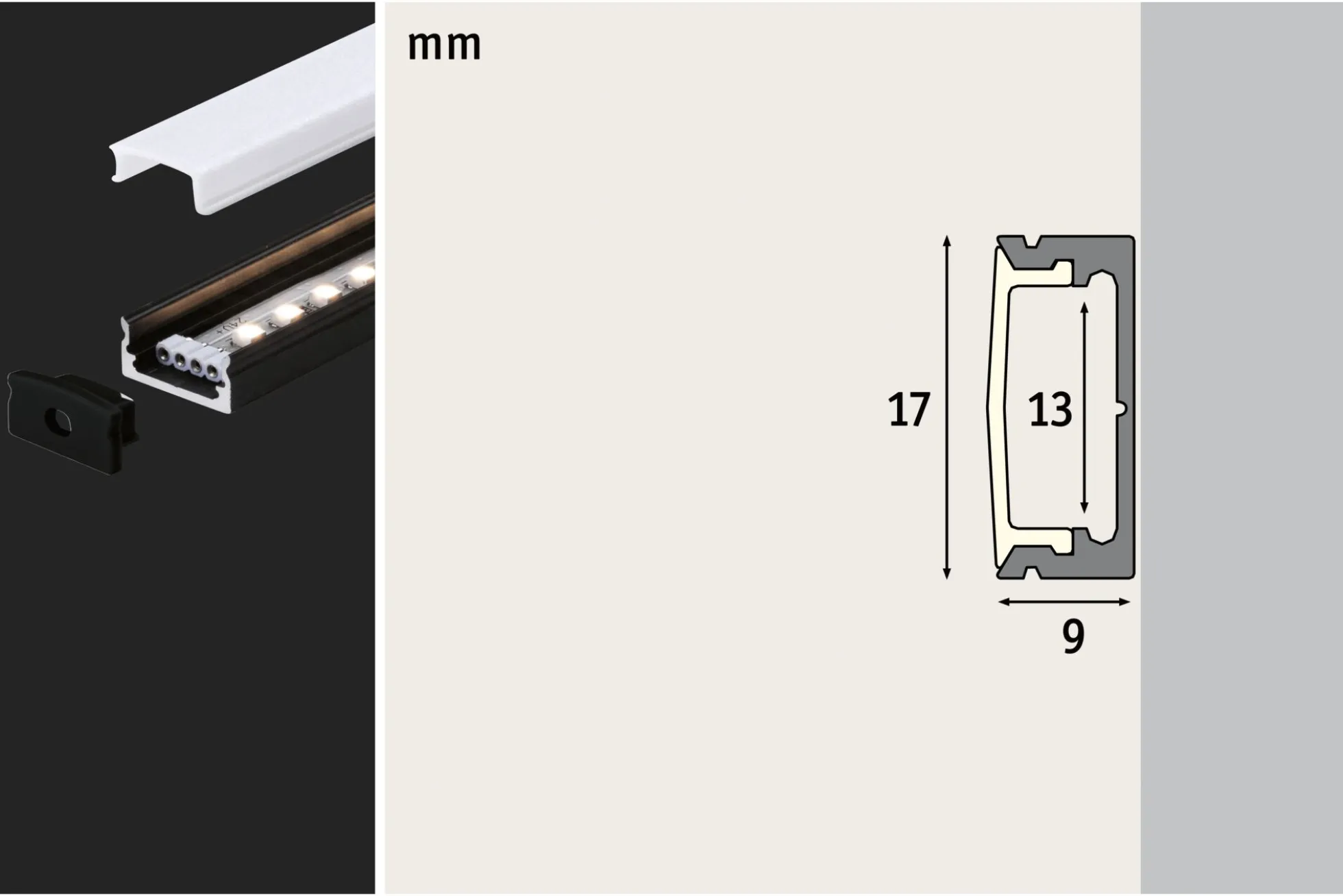 LED Strip Profil - Base Weißer Diffusor 2m
