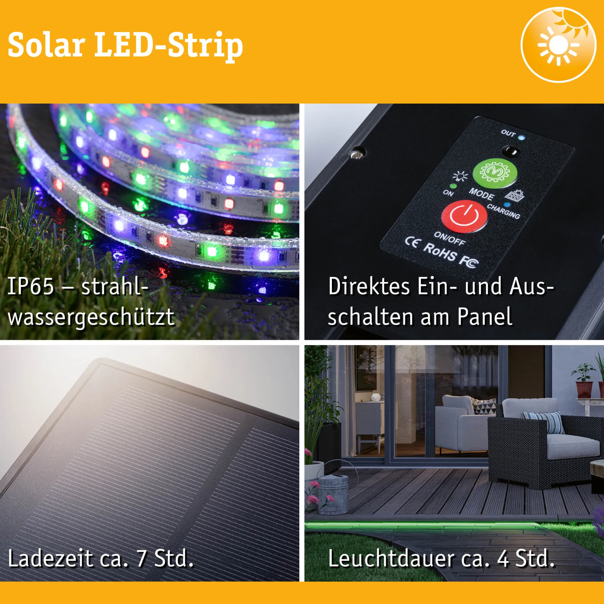 LED Stripe Solar - inkl. Fernbedienung