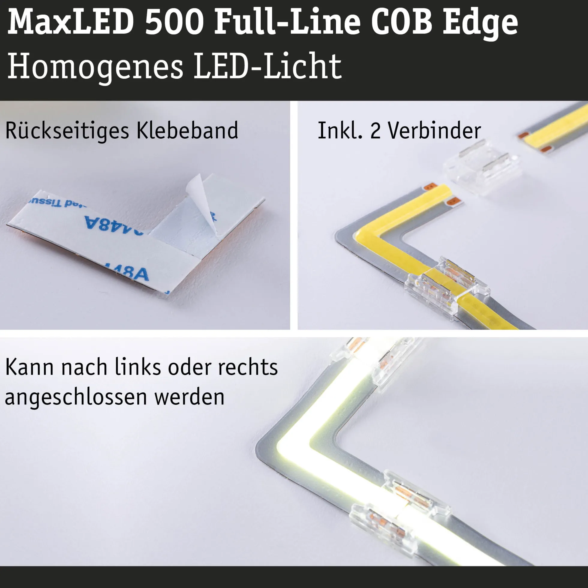 MaxLED 500 LED Strip - Erweiterung COB Ecke 90° Warmweiß