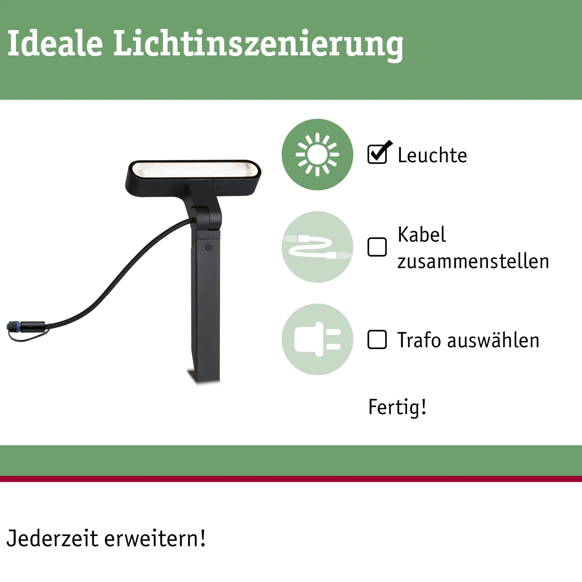 Plug & Shine LED Gartenstrahler - Ito Einzelspot Horizontale Ausrichtung