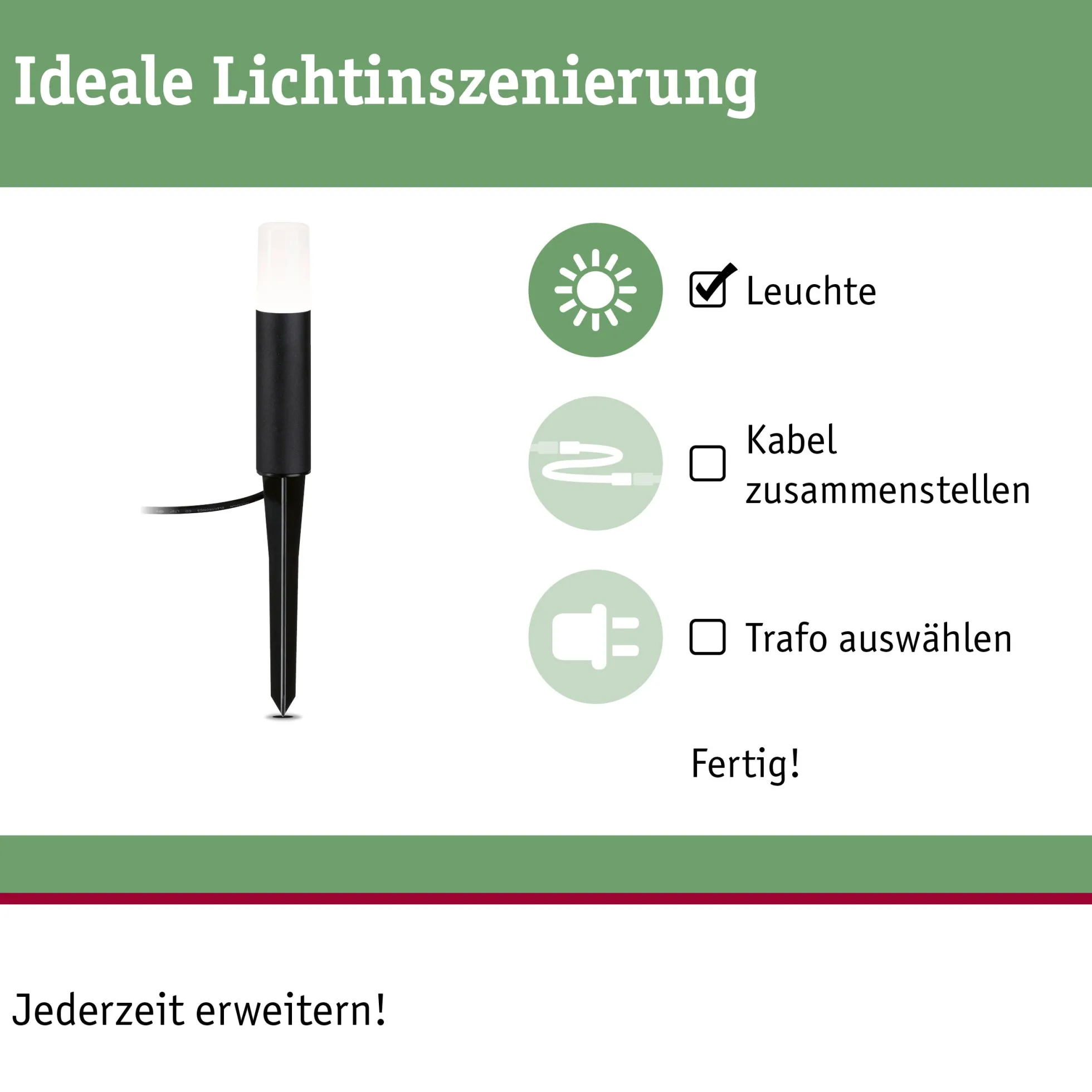 Plug & Shine LED Pollerleuchte - Flarea Einzelleuchte