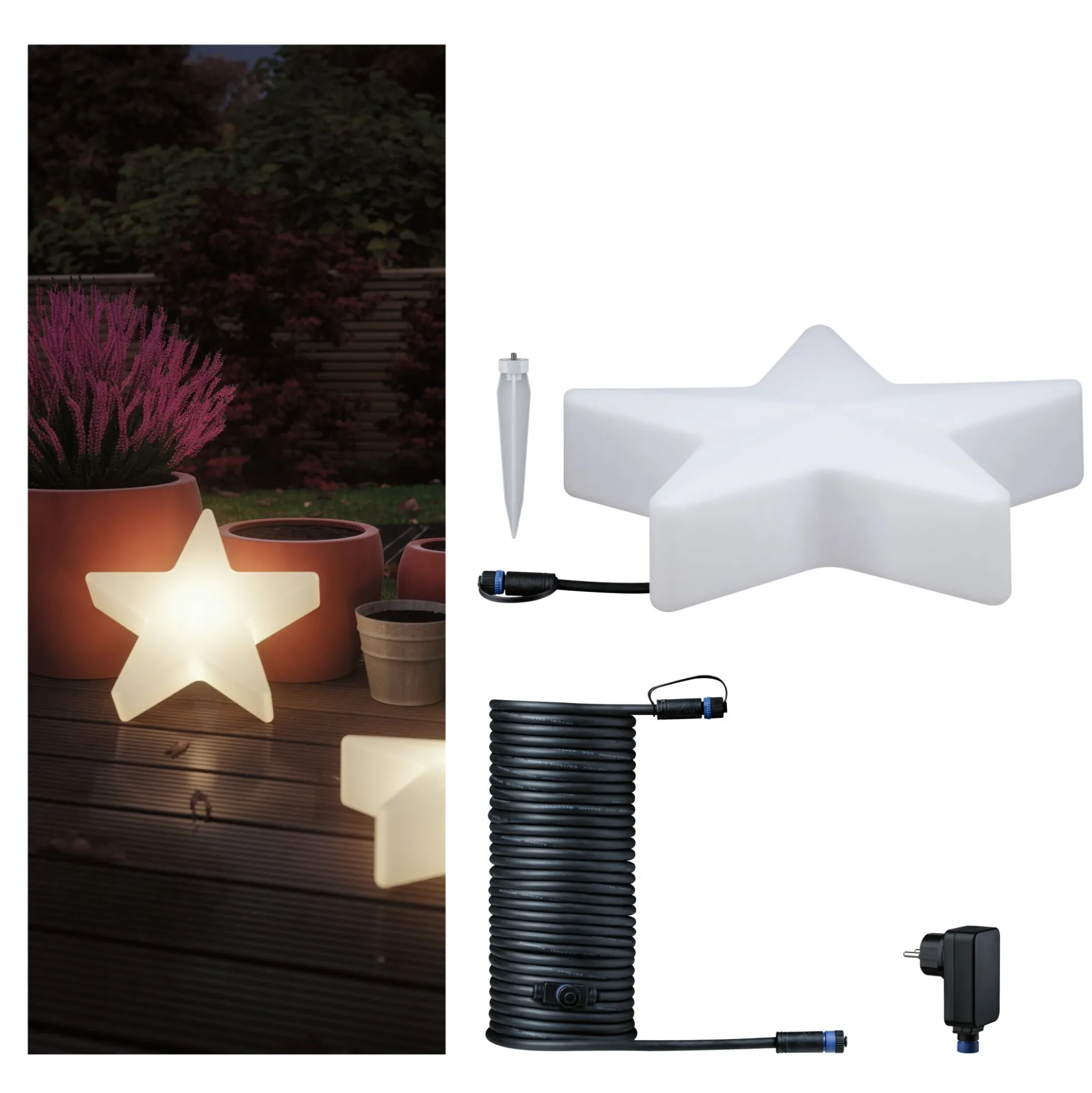 Plug & Shine Set - LED Lichtobjekt Star inkl. 10m-Kabel und Trafo