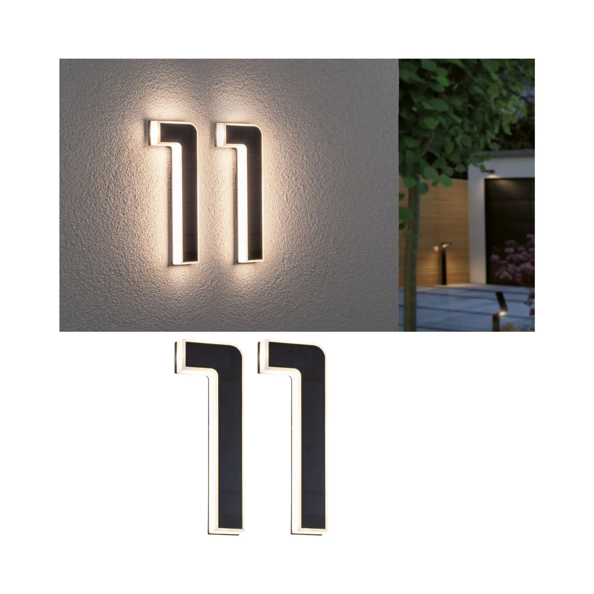 Set Solar LED Hausnummernleuchte - Nummer 11