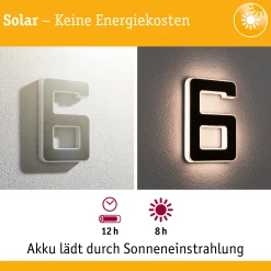 Solar LED Hausnummernleuchte - Nummer 6