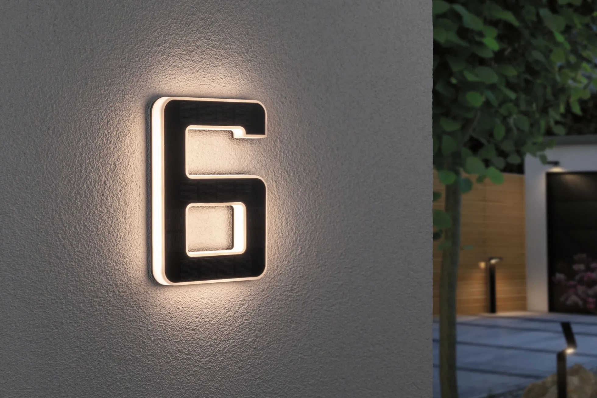 Solar LED Hausnummernleuchte - Nummer 6